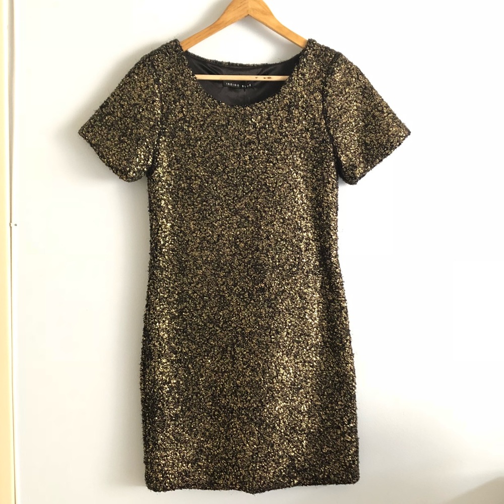 Indigo Blue Black Gold Dress